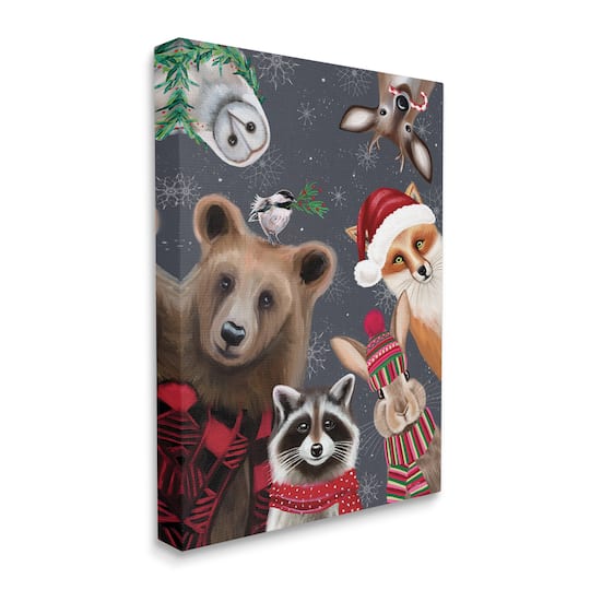 Stupell Industries Cozy Woodland Creatures Patterned Canvas Wall Art